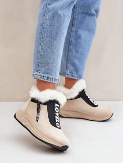 Dámské Botky S Kožešinou Béžové model 21680798 - Boto