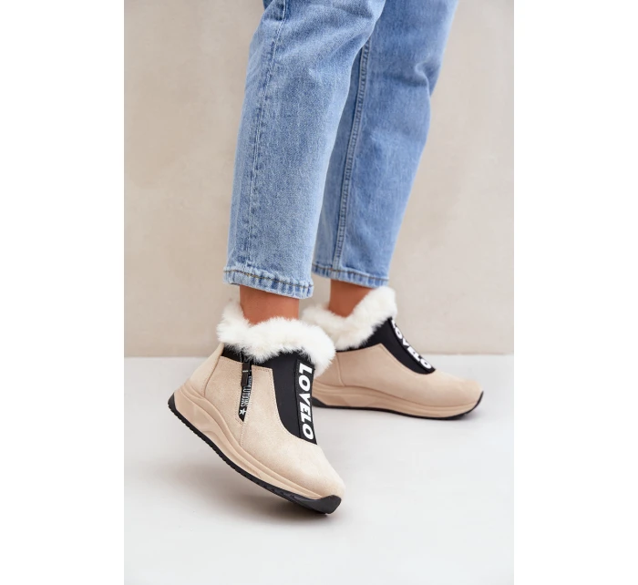 Dámské Botky S Kožešinou Béžové model 21680798 - Boto Dámské Botky S Kožešinou Béžové model 21680798 - Boto
