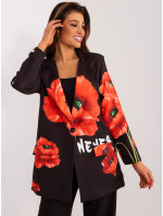 Čierna dámska kvetinová bunda