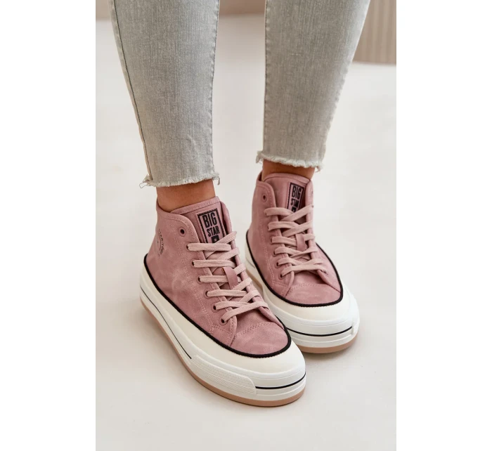 Zateplené dámske tenisky na platforme z eko kože Big Star Pink Zateplené dámske tenisky na platforme z eko kože Big Star Pink