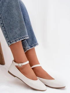 Dámske baleríny s opaskom a prackou Janelor - biele