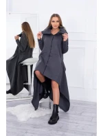 Zateplené šaty s delšími boky grafitové Zateplené šaty s delšími boky grafitové