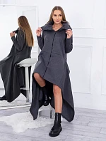 Zateplené šaty s dlhšími bokmi grafitové