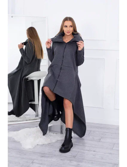 Zateplené šaty s delšími boky grafitové Zateplené šaty s delšími boky grafitové