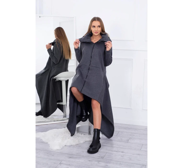 Zateplené šaty s delšími boky grafitové Zateplené šaty s delšími boky grafitové