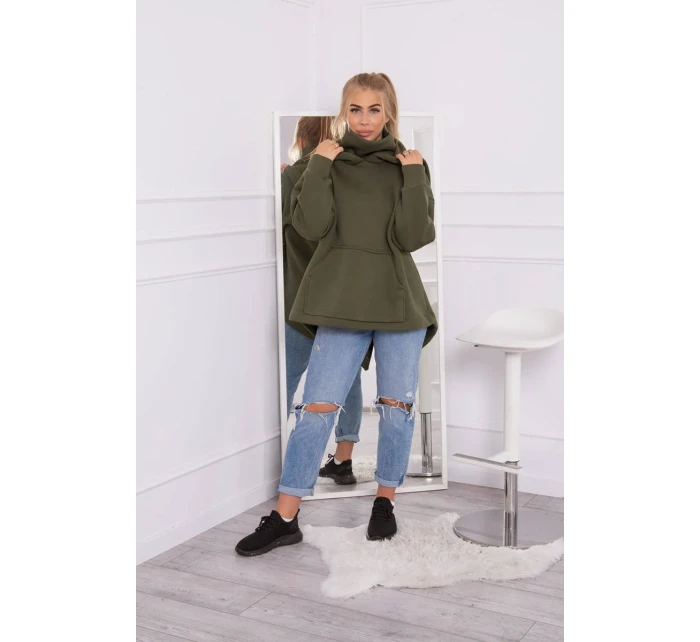 Zateplená mikina so zipsom na chrbte vo farbe khaki