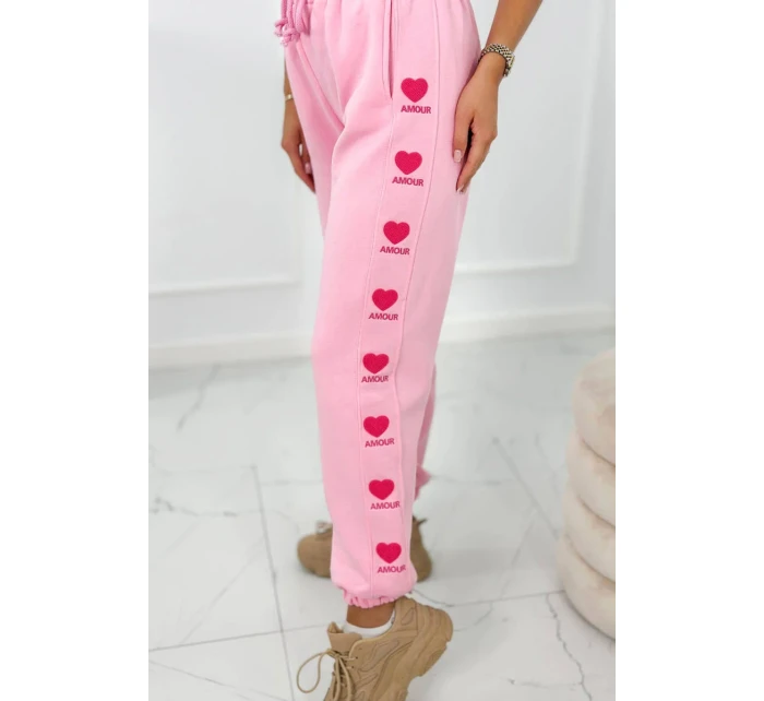 Bavlnené nohavice Amour ružový
