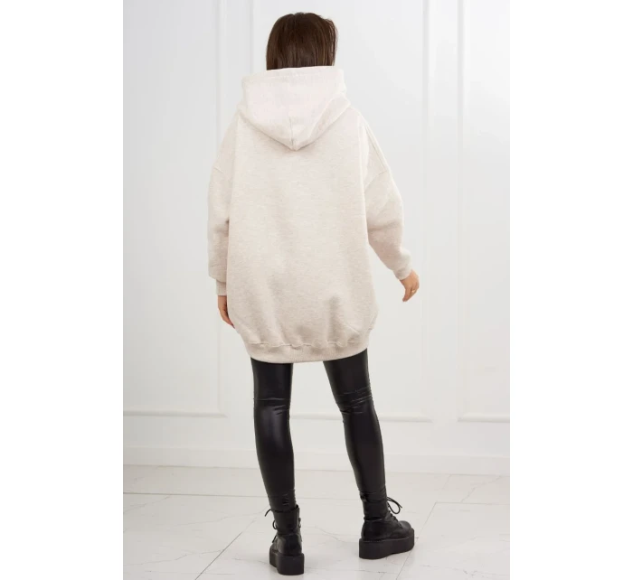Zateplená mikina s model 19049178 motivem béžová melanž - K-Fashion Zateplená mikina s model 19049178 motivem béžová melanž - K-Fashion