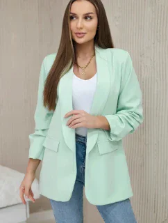 Bunda s klopou elegantná svetlá mentolová