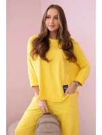 Bavlněná mikina kalhoty set žlutý