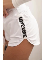 Dámske bavlnené šortky s elastickým pásom a športovým lemom biele