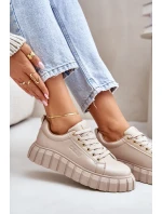 Ocieplane Sneakersy Damskie Big Star MM274618 Beżowe Ocieplane Sneakersy Damskie Big Star MM274618 Beżowe