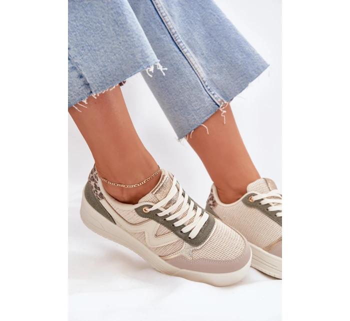 Dámské Tenisky Na Platformě Leopardí Béžové model 21702047 - Boto Dámské Tenisky Na Platformě Leopardí Béžové model 21702047 - Boto