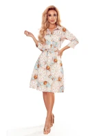 286-4 SANDY košeľové šaty - BIELE A ZLATÉ kruhy