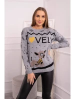 Vánoční svetr s šedým nápisem