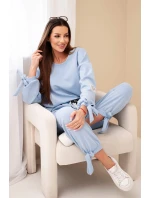 Dámska súprava z maslovej viskózy s kravatami modrá