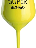 SUPER MÁMA - žltý nerozbitný pohár na víno 470 ml
