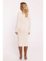 Dámské svetrové šaty model 21865052 Světle béžová - Moe