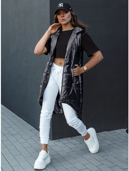 Dámská prošívaná vesta s kapucí dlouhá černá Dstreet model 21979272 - FashionStreet Dámská prošívaná vesta s kapucí dlouhá černá Dstreet model 21979272 - FashionStreet