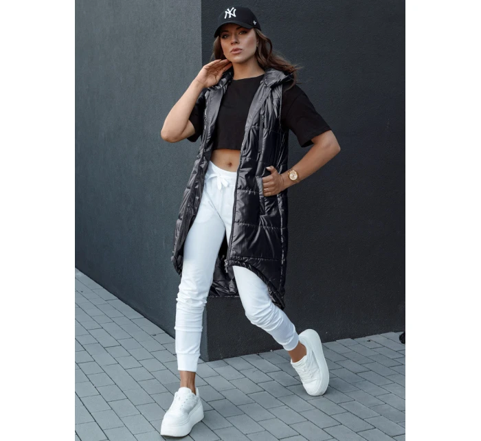 Dámská prošívaná vesta s kapucí dlouhá černá Dstreet model 21979272 - FashionStreet Dámská prošívaná vesta s kapucí dlouhá černá Dstreet model 21979272 - FashionStreet