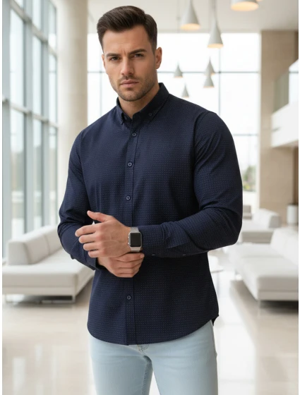 Koszula męska slim fit  granatowa model 22004889 - FashionStreet