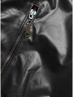 Krátka čierna bunda s ozdobnými sťahovacími lemami (16M9087-392)