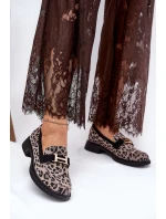 Kožené Lakované Mokasíny Leopard model 21691286 Černé - VINCEZA