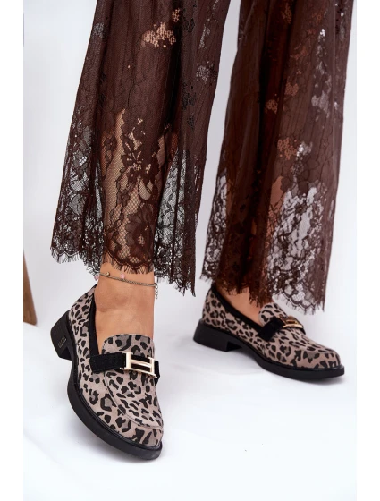 Kožené Lakované Mokasíny Leopard model 21691286 Černé - VINCEZA