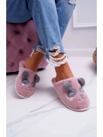 Dámské pantofle s Kožešinou Panda Tmavě Růžové model 21523081 - Boto