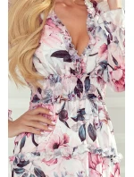 Dámské šifonové šaty se vzorem  volánky a širokou gumou model 18420027 - numoco