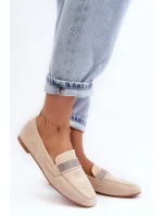 Damskie Mokasyny Z Cyrkoniami Beżowe Ralrika