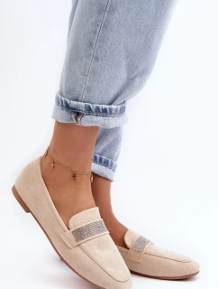 Damskie Mokasyny Z Cyrkoniami Beżowe Ralrika