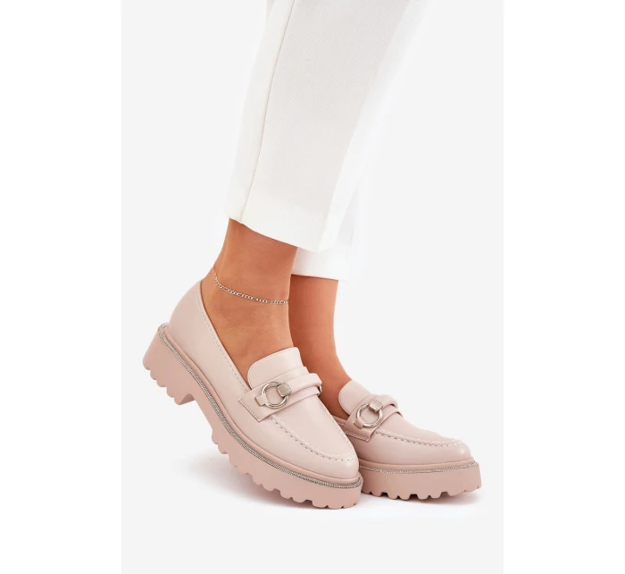 Dámské Mokasíny Ozdobené Zirkony Béžové model 21690339 - Boto Dámské Mokasíny Ozdobené Zirkony Béžové model 21690339 - Boto