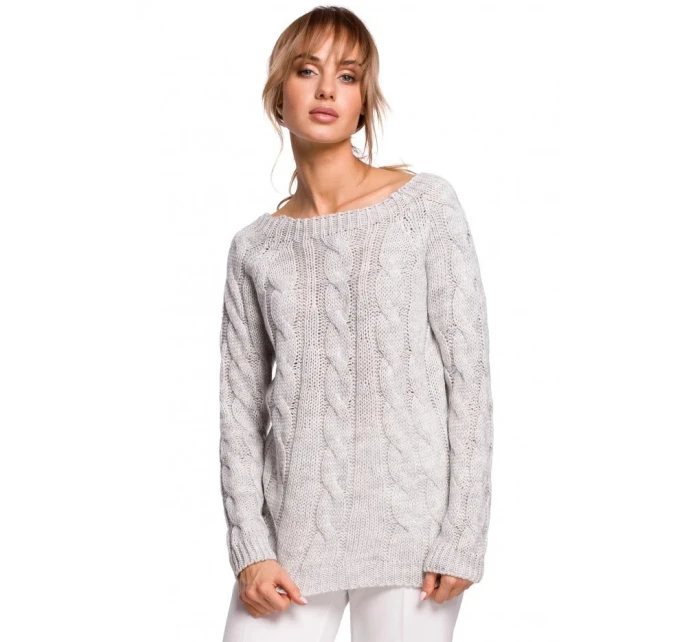 Svetr s výstřihem  šedý  model 21207530 - Moe
