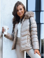Dámská prošívaná zimní bunda s kapucí béžová Dstreet model 21970304 - FashionStreet