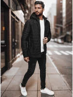 Pánská přechodná prošívaná bunda s kapucí černá Dstreet model 21983020 - FashionStreet