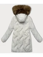 Světle šedá dámská zimní bunda se boky model 21248663 - S'WEST Světle šedá dámská zimní bunda se boky model 21248663 - S'WEST