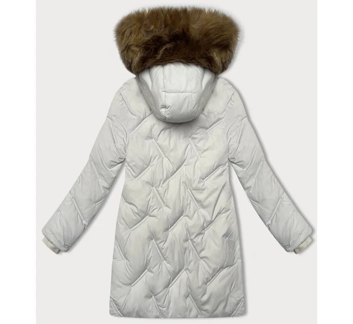 Světle šedá dámská zimní bunda se boky model 21248663 - S'WEST Světle šedá dámská zimní bunda se boky model 21248663 - S'WEST