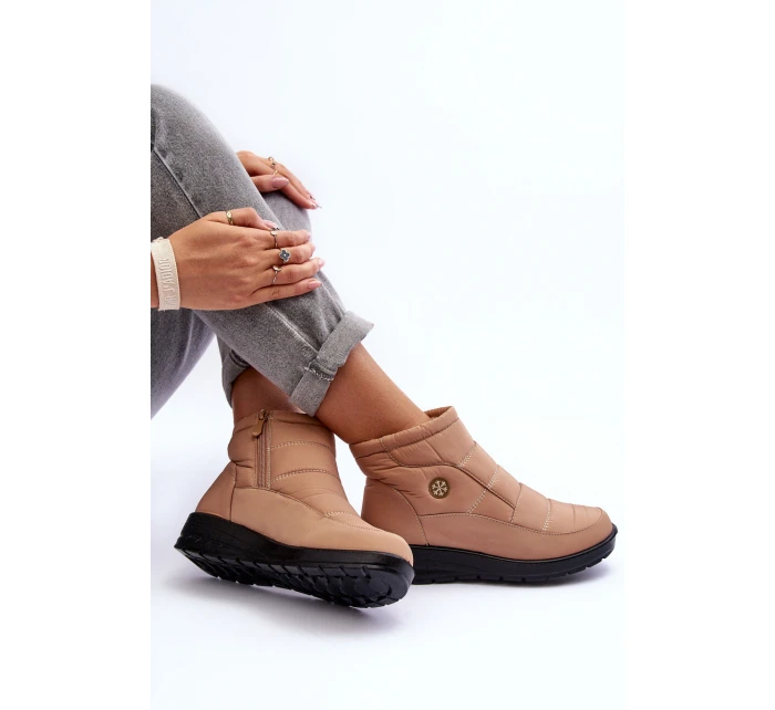 Śniegowce Damskie Ocieplane Beżowe Helis