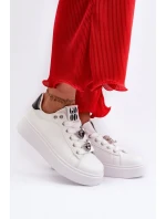 Dámske tenisky na platforme so srdiečkami, biele Azamia
