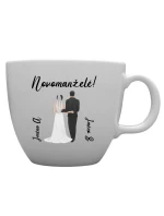Personalizovaný MEGA XXL keramický hrnek 1000 ml s novomanželským párem