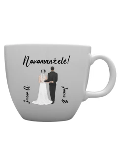Personalizovaný MEGA XXL keramický hrnek 1000 ml s novomanželským párem