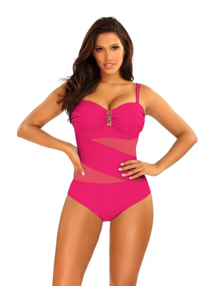 Dámske jednodielne plavky Gold 5 S8030CH1-2d tm. ružové - Self