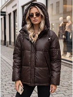 Dámska zimná prešívaná bunda s kapucňou, hnedá, FashionStreet TY5965 Dámska zimná prešívaná bunda s kapucňou, hnedá, FashionStreet TY5965