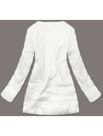Biela dámska bunda s mechovitým kožúškom pre prechodné obdobie (M-1733)