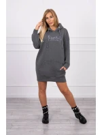 Zateplená mikina s model 18747364 nápisem oversize graphite - K-Fashion Zateplená mikina s model 18747364 nápisem oversize graphite - K-Fashion