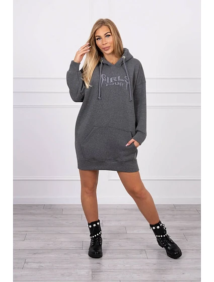 Zateplená mikina s model 18747364 nápisem oversize graphite - K-Fashion