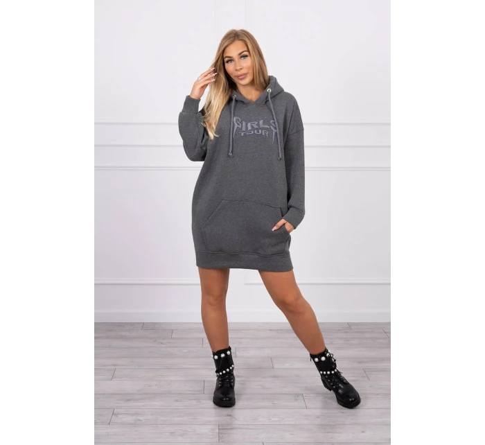 Zateplená mikina s model 18747364 nápisem oversize graphite - K-Fashion Zateplená mikina s model 18747364 nápisem oversize graphite - K-Fashion
