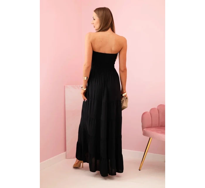 Dámské viskózové šaty s elastickým topem černá