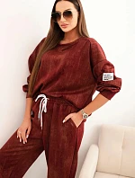 Dámska súprava z viskózy oversize s pracím efektom bordová